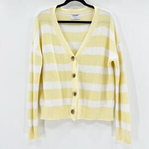 Old Navy Yellow‎ and White Striped Knit Cardigan